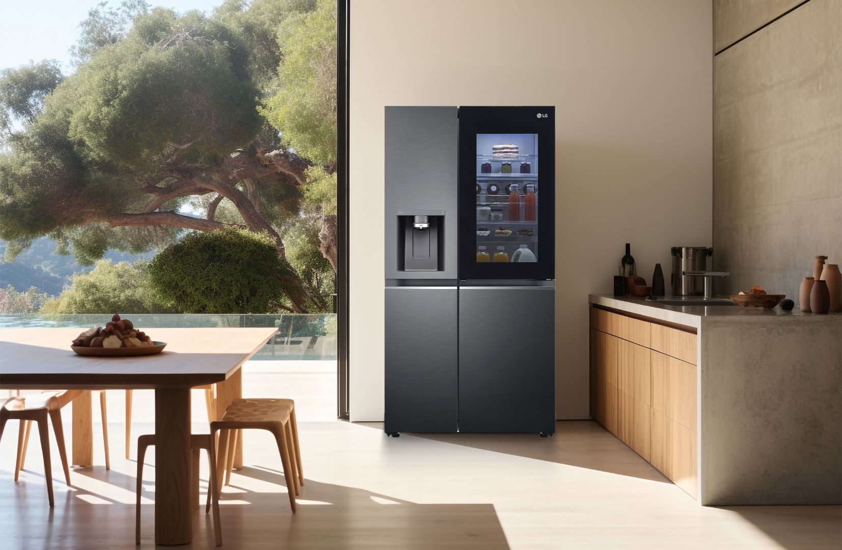 This is an image of a washing machine placed in a laundry room.